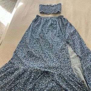 Blue Floral Two-Piece Set